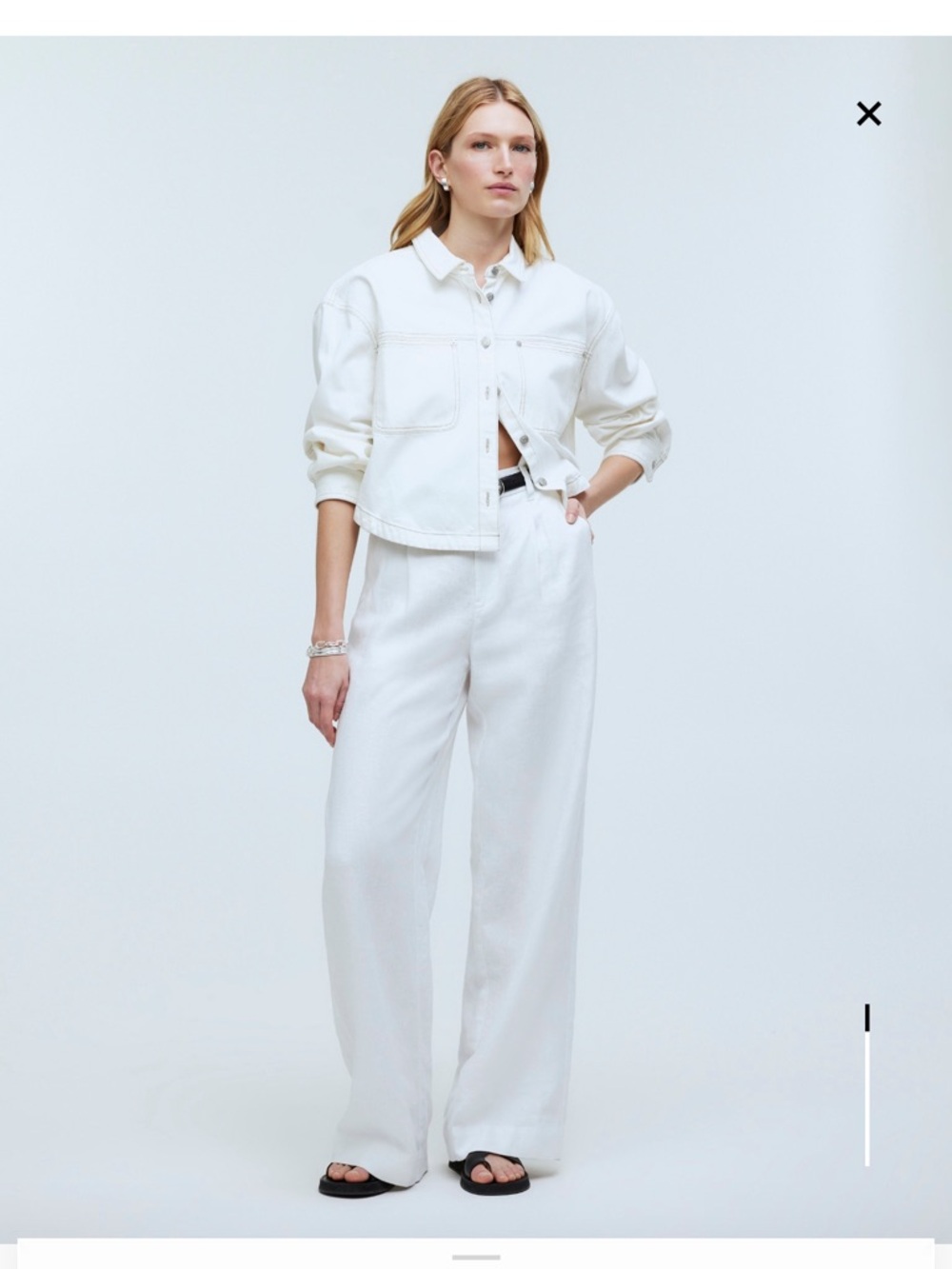 EUC Madewell Wide-Leg Harlow High-Rise White Linen Pants, Size 6